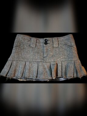 Vintage Rare Abercrombie & Fitch Herringbone Pleated Micro Mini Skirt - 2